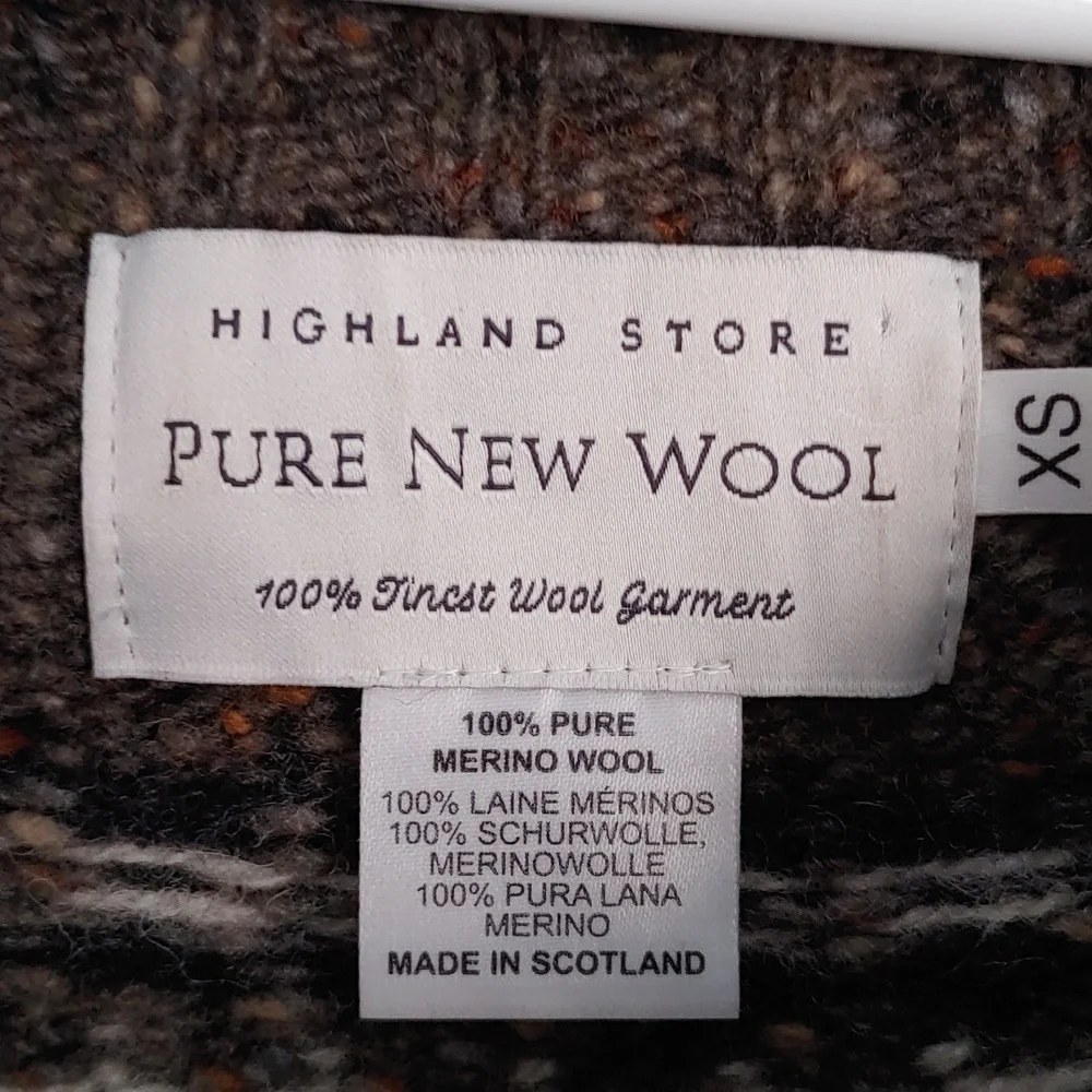 Highland Store Scottish fairisle sweater in bracken tweed fleck wool, women's XS - Picture 3 of 7